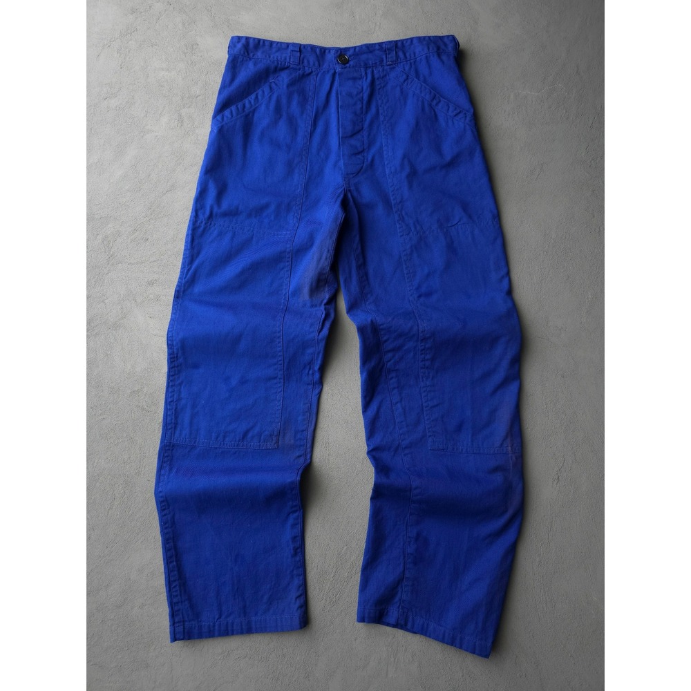 Vintage 1970s Blue French Work Pants 32x29 Cotton Chore Trousers
